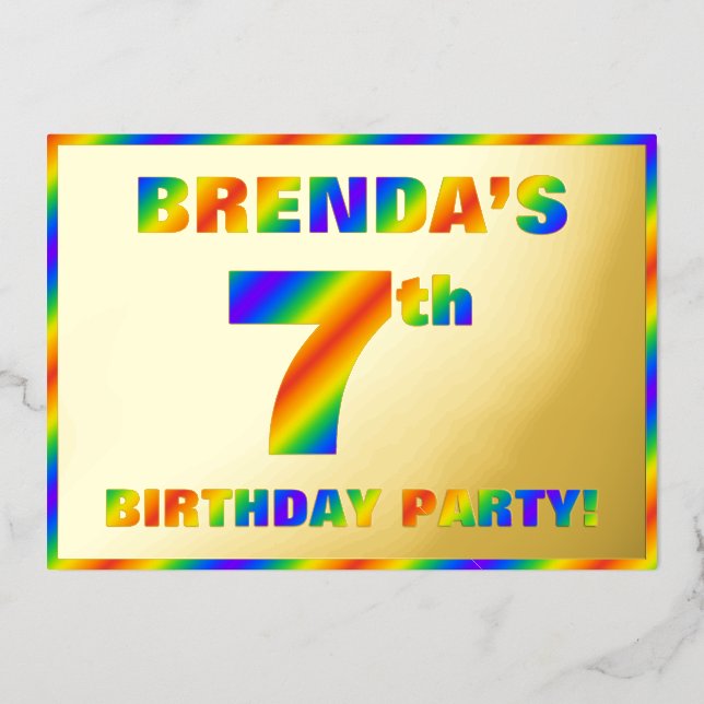 7th Birthday Party — Fun, Rainbow Spectrum “7” (Front)
