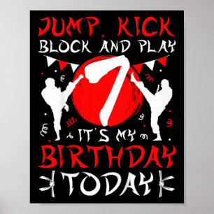 7th Birthday Party Karate 7 Year Old Karate Birthd Poster