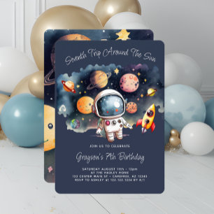 7th Birthday Party Outerspace Planets Invitation