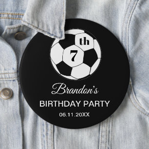 7th Birthday Party Soccer Black Boys Sports 6 Cm Round Badge