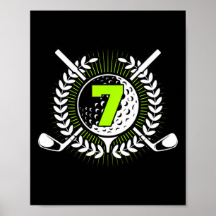 7th Birthday Party Sport Golf 7 Years Old For Kids Poster