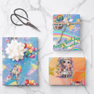 7th birthday personalised Unicorn gift wrap