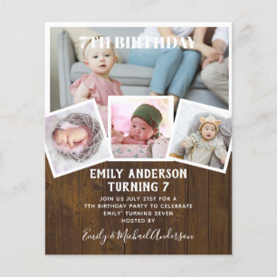 7TH Birthday Photo Collage Invite Boy Girl Mixed Flyer