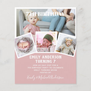 7TH Birthday Photo Collage Invite Boy Girl Mixed Flyer