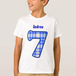 7th Birthday PLAID Seven Year Custom V02 T-Shirt