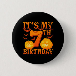 7th Birthday Pumpkins 7 Years Old Halloween Day 6 Cm Round Badge