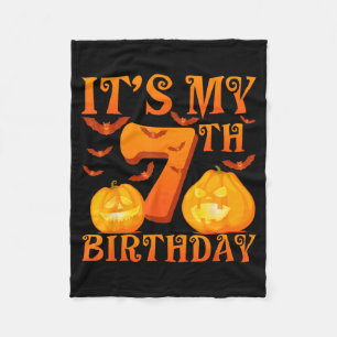 7th Birthday Pumpkins 7 Years Old Halloween Day Fleece Blanket