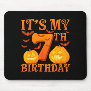 7th Birthday Pumpkins 7 Years Old Halloween Day Mouse Mat
