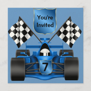 7th Birthday Race Car  Invitation