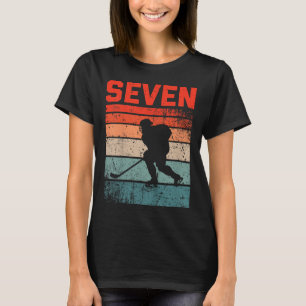 7th Birthday Retro Ice Hockey 7 Years Old Boy Girl T-Shirt