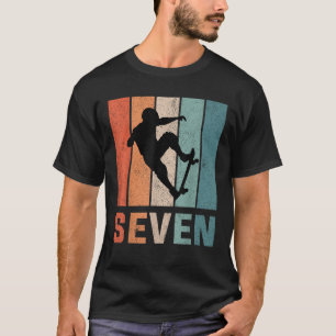 7th Birthday Retro Skateboard Skater Boys Kids 7 Y T-Shirt