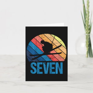7th Birthday Retro Ski Skiing 7 Year Old Boys Girl Card