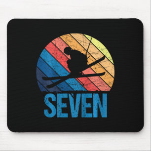 7th Birthday Retro Ski Skiing 7 Year Old Boys Girl Mouse Mat