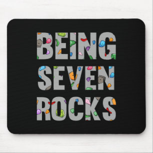 7th Birthday Rock Climber 7 Year Old Being Seven R Mouse Mat