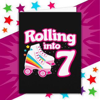 7th Birthday Roller Skating 7 Years Old Skate Card