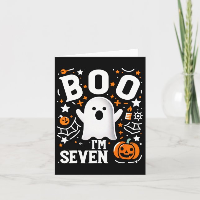 7th Birthday Seven Year Old Boo I'm Seven! Hallowe Card (Front)