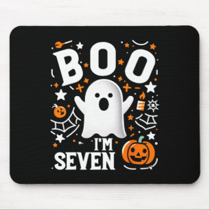 7th Birthday Seven Year Old Boo I'm Seven! Hallowe Mouse Mat