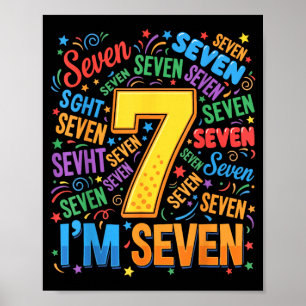 7th Birthday Shirt Boy 7yr Seven 7 Year Old Girls Poster