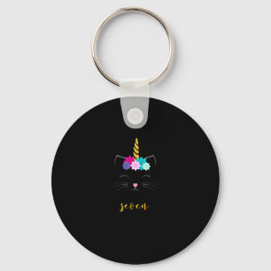 7th Birthday Shirt Cat Unicorn Girls Birthday T-Sh Key Ring