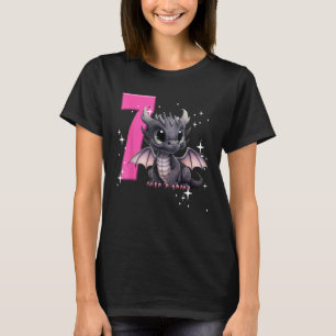 7th Birthday Shirt Dragon Party Birthday Girl Pink
