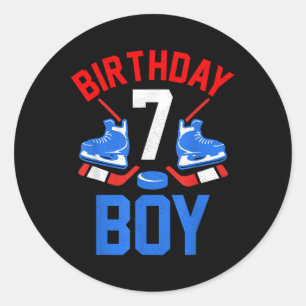 7th Birthday Shirt For Girls Boys 7 Yrs Old Ice Ho Classic Round Sticker