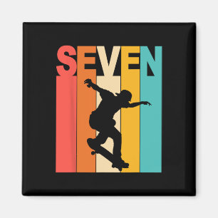 7th Birthday Skateboarding 7 Year Old Skater Party Magnet