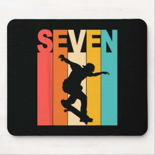 7th Birthday Skateboarding 7 Year Old Skater Party Mouse Mat