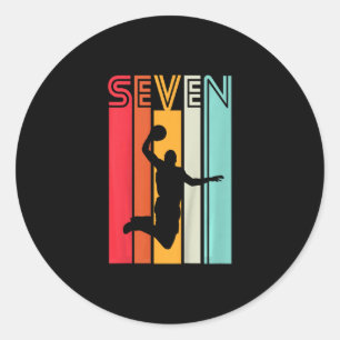 7th Birthday Sketll Lover Gift 7 Years Old Retro  Classic Round Sticker
