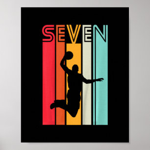 7th Birthday Sketll Lover Gift 7 Years Old Retro Poster