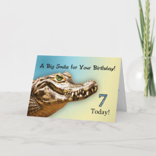 7th Birthday smiling alligator card