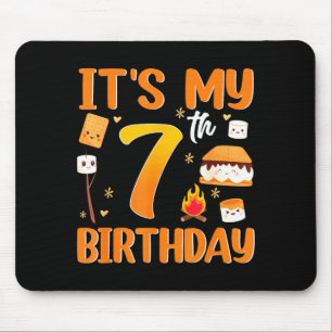 7th birthday s'more theme 7 year old party mouse mat