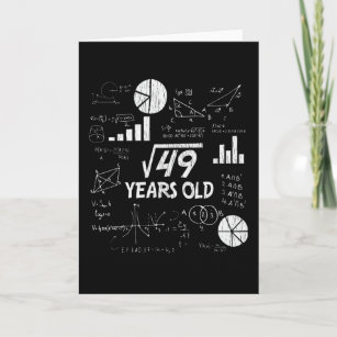 7th Birthday Square Root of 49 - 7 Years Old Bday Card
