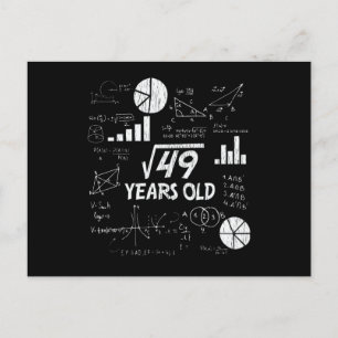 7th Birthday Square Root of 49 - 7 Years Old Bday Postcard