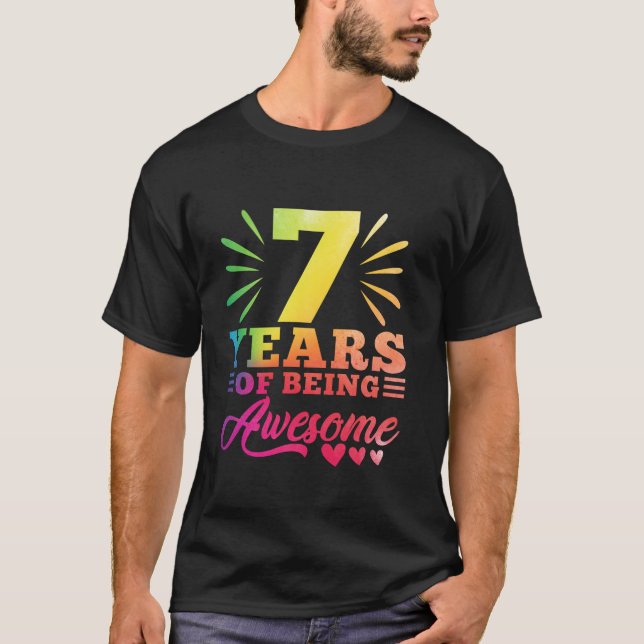 7th Birthday Tie Dye 7 Year old 7 girl year Of Bei T-Shirt (Front)