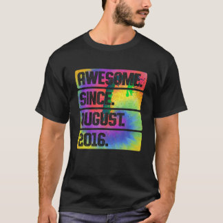 7th Birthday Tie Dye Awesome Since August 2016 7 Y T-Shirt