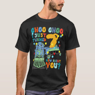 7th Birthday Train Party Choo Choo I Turned 7 How  T-Shirt
