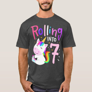 7th Birthday Unicorn Roller Skates T-Shirt