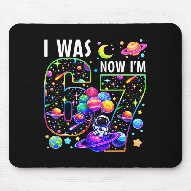 7th Birthday was 6 7 Space Astronaut Planet Bday Mouse Mat (Front)