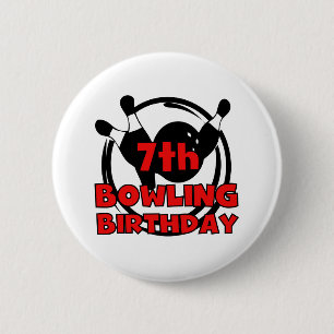 7th Bowling Birthday 6 Cm Round Badge