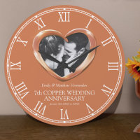 7th Copper wedding anniversary custom photo heart