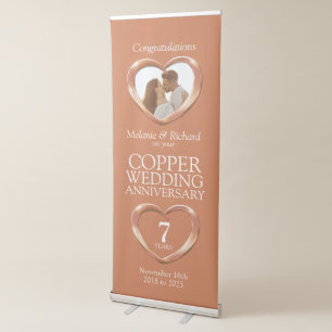 7th copper wedding anniversary photo heart retractable banner