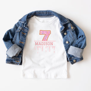 7th Doughnut Birthday Theme Outfit Age Kids party T-Shirt