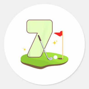 7th Golf Birthday Golfer 7 Years Old Bday Party Ki Classic Round Sticker