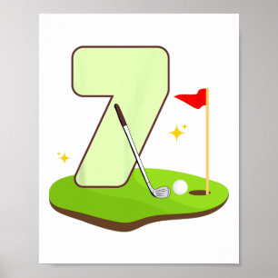 7th Golf Birthday Golfer 7 Years Old Bday Party Ki Poster