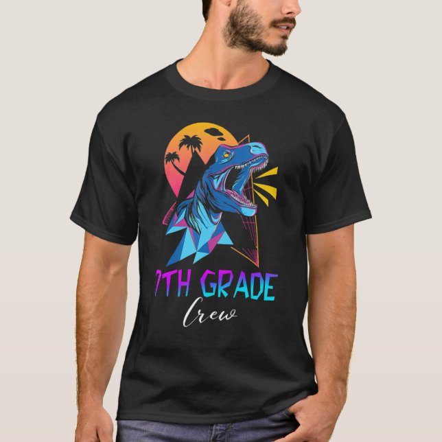 7th Grade Crew Cute Dinosaur First Day Of School B T-Shirt (Front)
