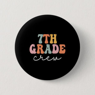 7th Grade Crew Retro Groovy Women Happy First Day 6 Cm Round Badge