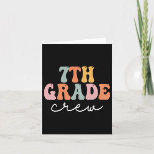 7th Grade Crew Retro Groovy Women Happy First Day  Card