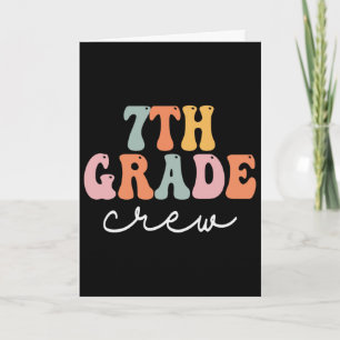 7th Grade Crew Retro Groovy Women Happy First Day Card