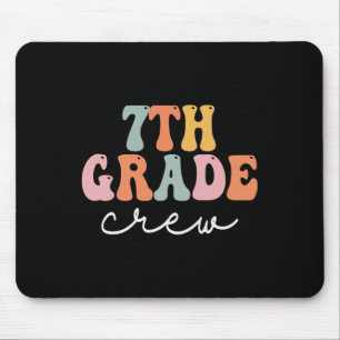 7th Grade Crew Retro Groovy Women Happy First Day Mouse Mat