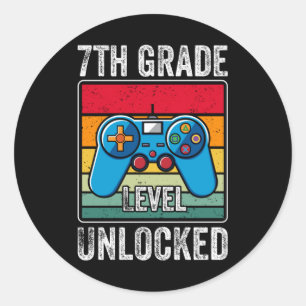 7th Grade Gamer First Day Of School Kids Gift Classic Round Sticker